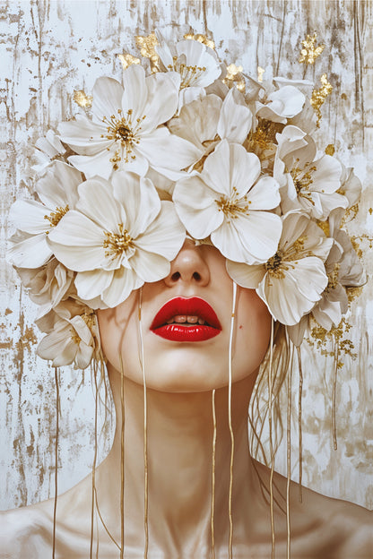 White Flower Blooming Woman Print 100% Australian Made