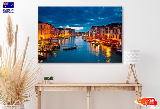 Grand Canal at Night, Venice View Wall Art Decor 100% Australian Made