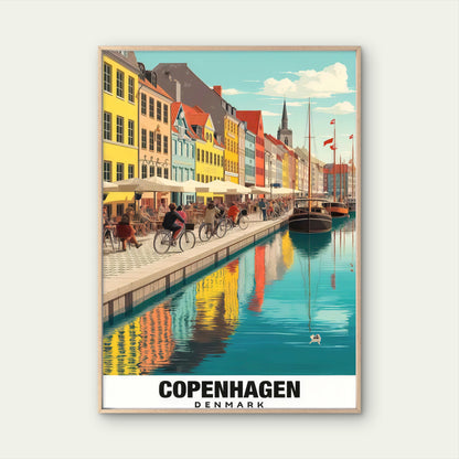 Copenhagen Denmark City Depicting the Nyhavn Harbour Travel Poster Print Wall Art