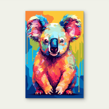 Vibrant Multi Color Koala Abstract Art 60x90cm Metal Print Ready to Hang