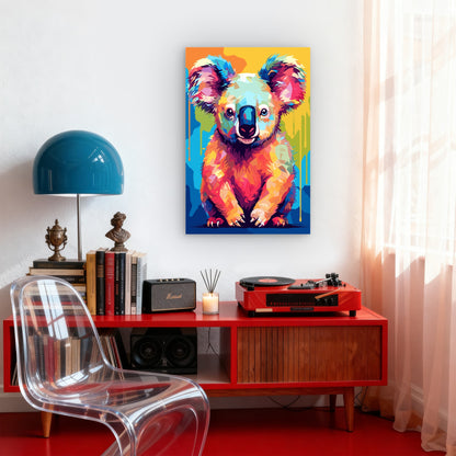 Vibrant Multi Color Koala Abstract Art 40x60cm Metal Print Ready to Hang