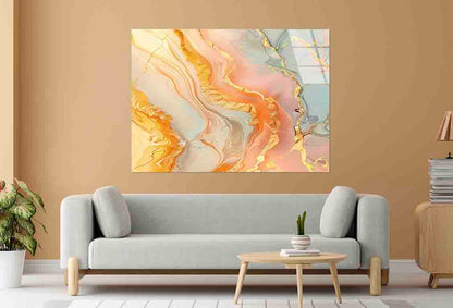 Peach Sage Marbled Tempered Glass Printing Wall Art Australian Made Quality - Bella Home Decor
