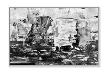 B&W Abstract Modern Acrylic Oil Painting Limited Edition High Quality Print Canvas Box Framed White