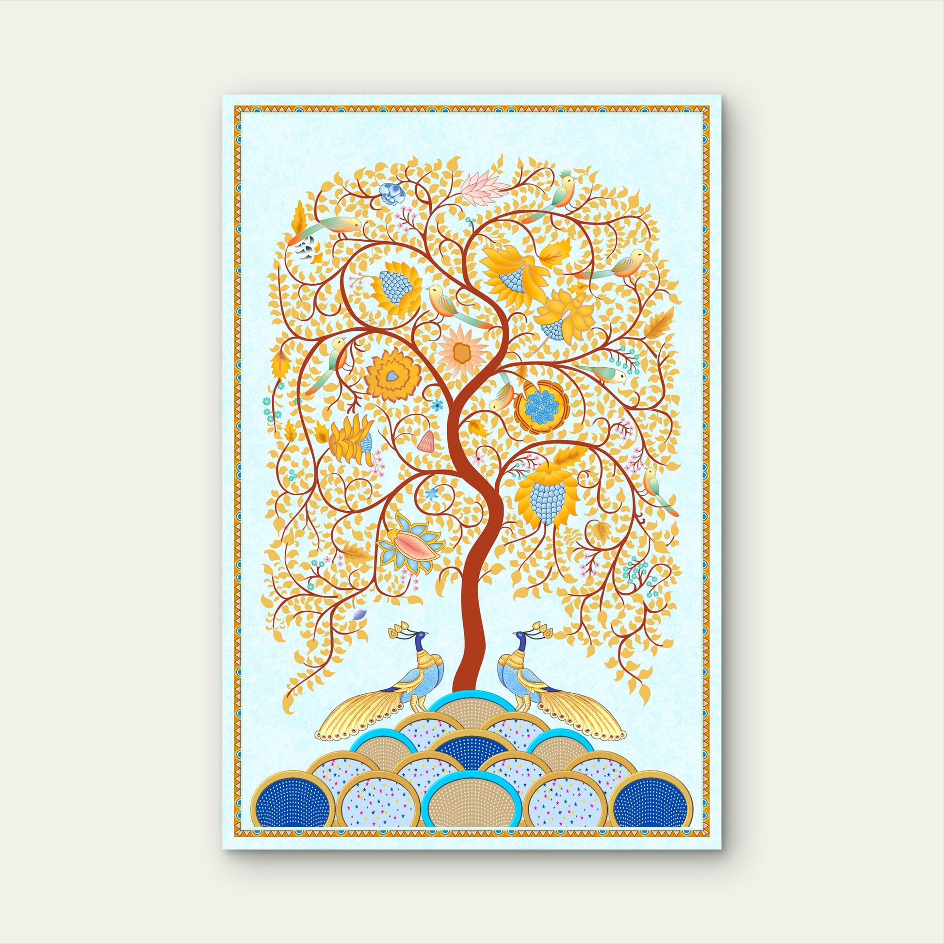 Tree of Life Peacock Art 40x60cm Metal Print Ready to Hang
