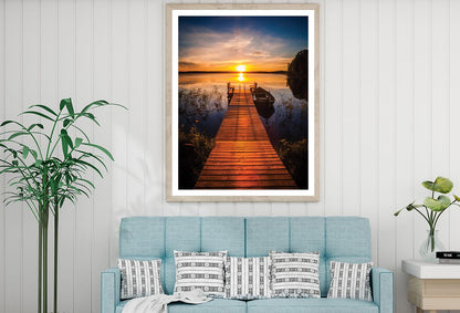 Sunset Over the Fishing Boat & Pier Home Decor Premium Quality Poster Print Choose Your Sizes