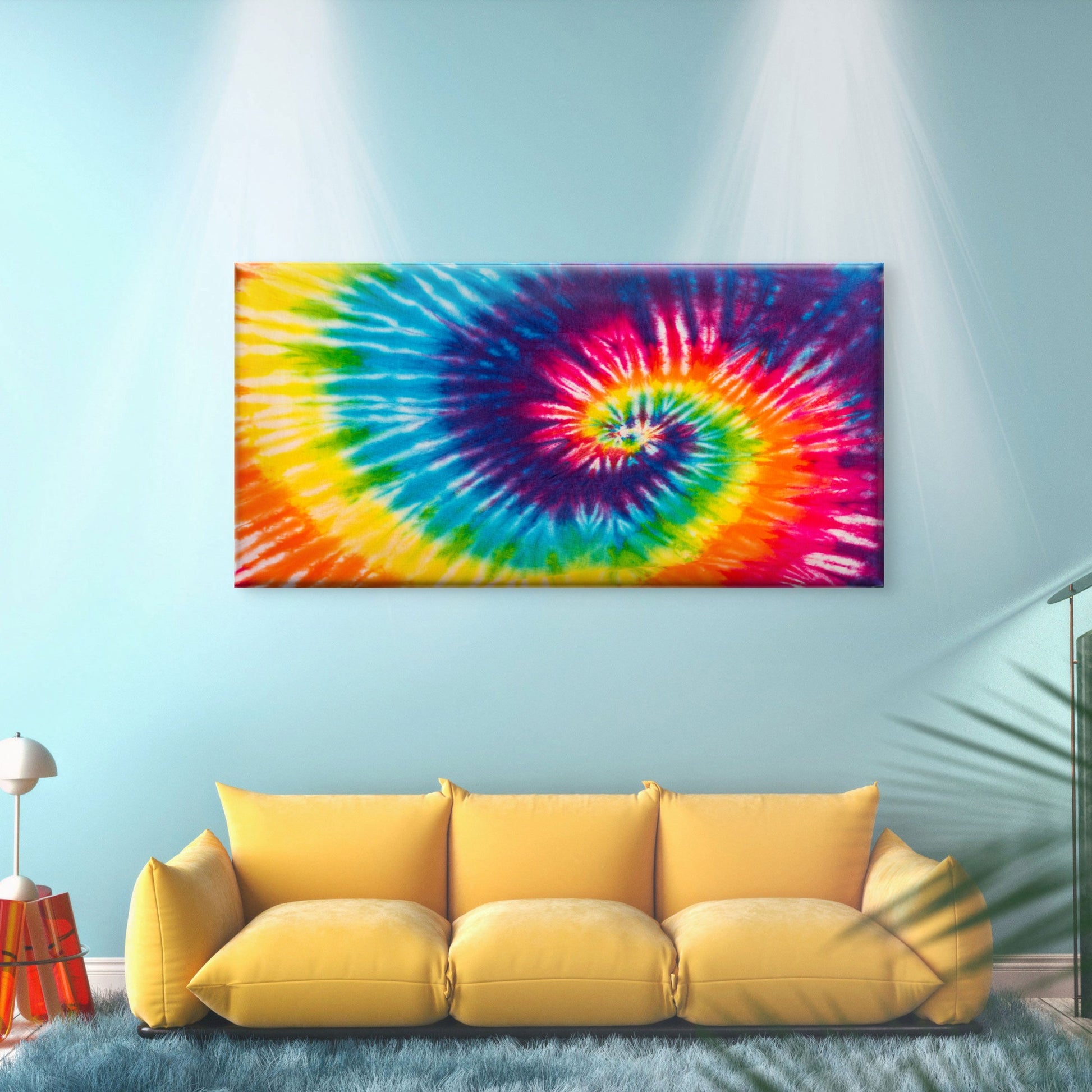 Rainbow Spiral Tie Dye Pattern Wall Art Canvas Office Home Room Framed 120x60cm - Bella Home Decor