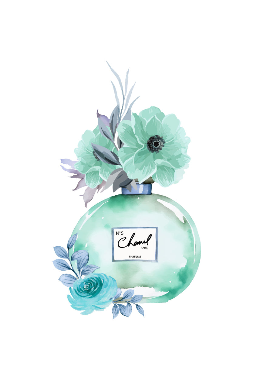 Light Green Blue Perfume Print 100% Australian Made