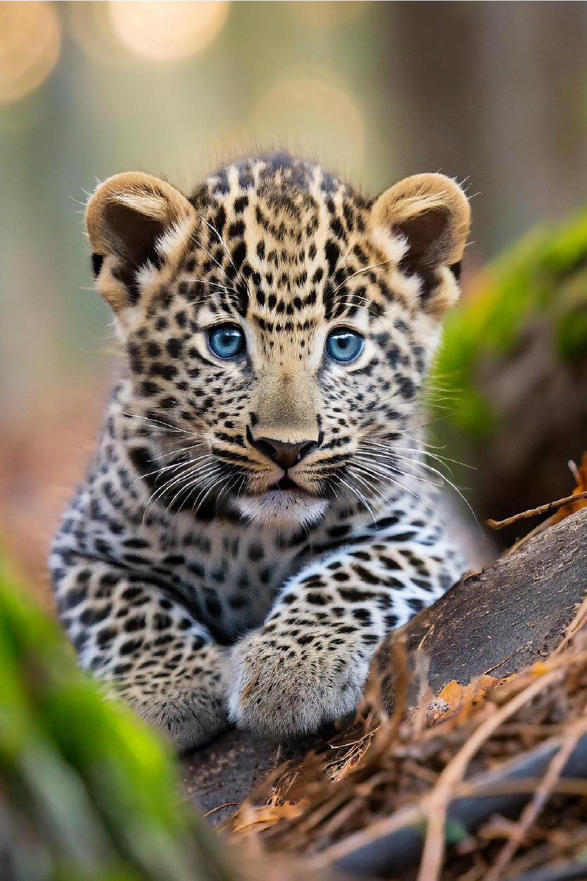 Leopard Cub is Seen in the Wood Wall Art Decor 100% Australian Made