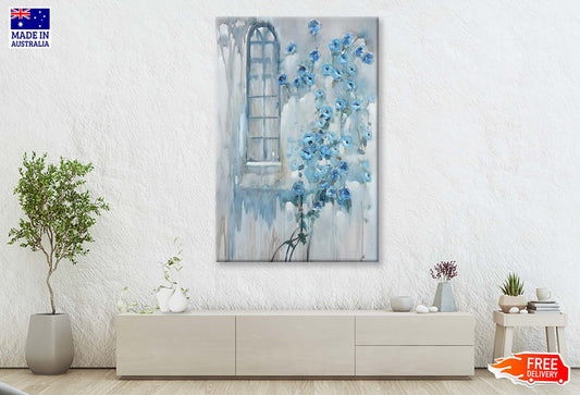 Spring, Flowers, Windows, Light Blue Wall Art Limited Edition High Quality Print