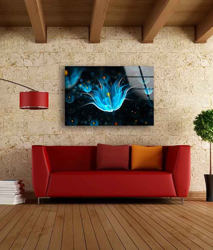 Blue Flower Abstract UV Direct Aluminum Print Australian Made Quality