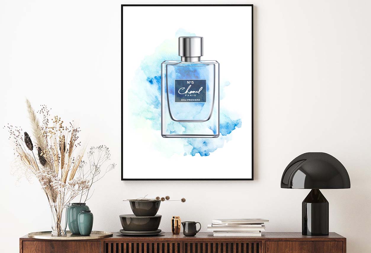 Blue Shaded Fashion Perfume Bottle Design Home Decor Premium Quality Poster Print Choose Your Sizes