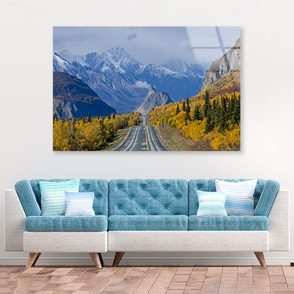 A Road Winding through a Mountainous Acrylic Glass Print Tempered Glass Wall Art 100% Made in Australia Ready to Hang