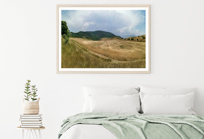 View Of a Grassy Field with Hills, Clear Sky & Clouds Home Decor Premium Quality Poster Print Choose Your Sizes - Bella Home Decor