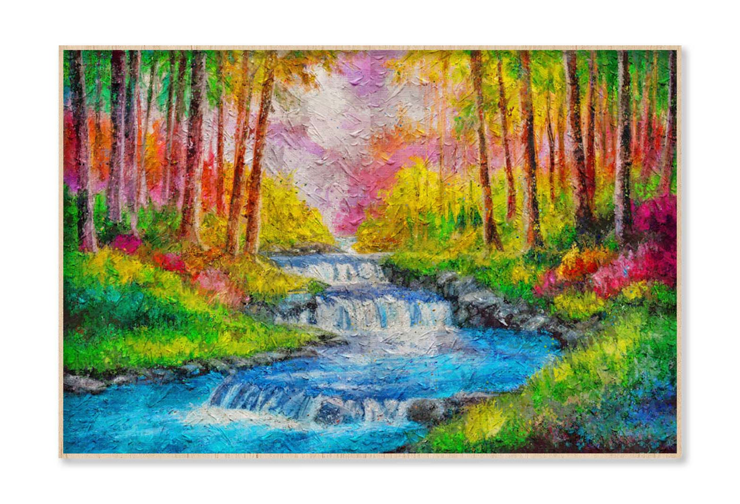 Painting Of a Colorful Waterfall Wall Art Limited Edition High Quality Print