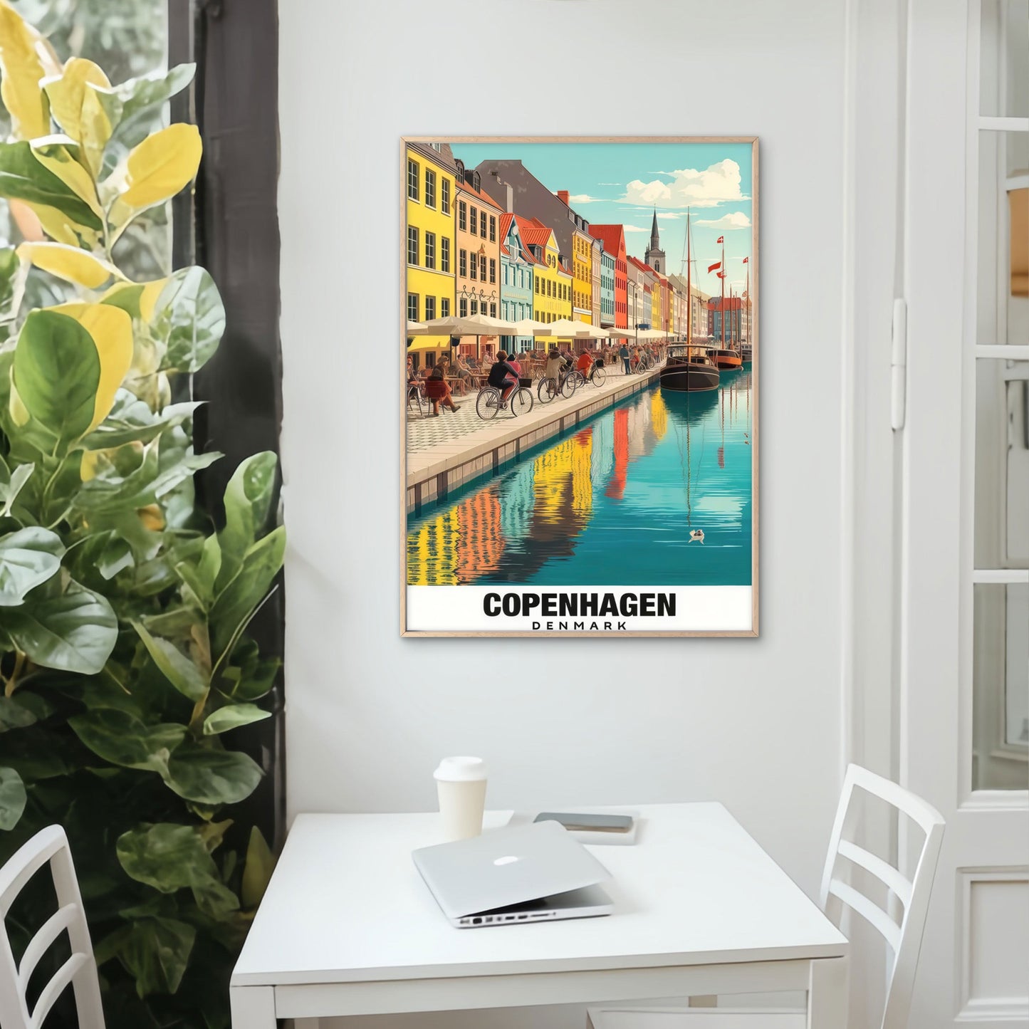 Copenhagen Denmark City Depicting the Nyhavn Harbour Travel Poster Print Wall Art