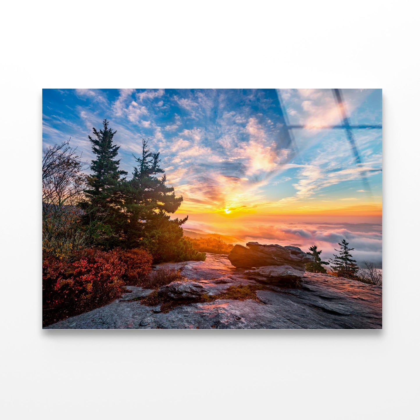 Mountains Sunrise Blue Ridge Parkway North Carolina Acrylic Glass Print Tempered Glass Wall Art 100% Made in Australia Ready to Hang