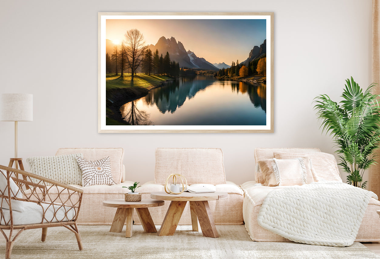 Lake, Trees, and Mountains Home Decor Premium Quality Poster Print Choose Your Sizes