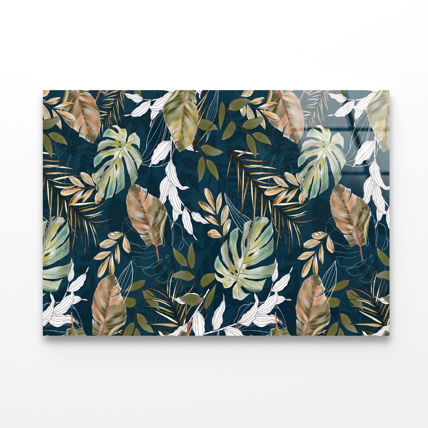 Beautiful Pattern of Tropical Leaves Acrylic Glass Print Tempered Glass Wall Art 100% Made in Australia Ready to Hang - Bella Home Decor