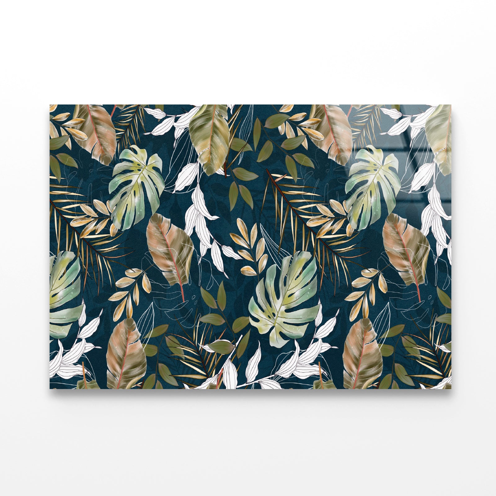 Beautiful Pattern of Tropical Leaves Acrylic Glass Print Tempered Glass Wall Art 100% Made in Australia Ready to Hang - Bella Home Decor