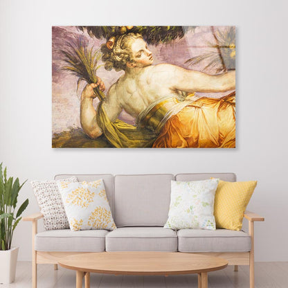 Old Fresco with Beautiful Woman from Palazzo Vecchio in Florence Acrylic Glass Print Tempered Glass Wall Art 100% Made in Australia Ready to Hang