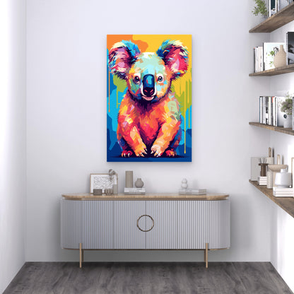 Vibrant Multi Color Koala Abstract Art 40x60cm Metal Print Ready to Hang