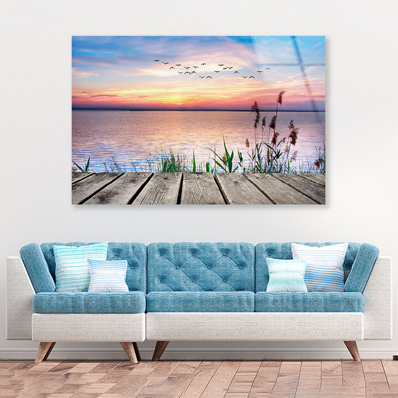 Sunset Lake Acrylic Glass Print Tempered Glass Wall Art 100% Made in Australia Ready to Hang