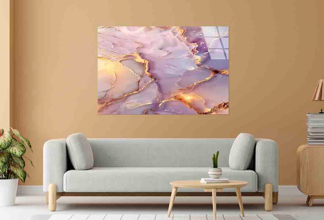 Purple Amethyst Gold Tempered Glass Printing Wall Art Australian Made Quality