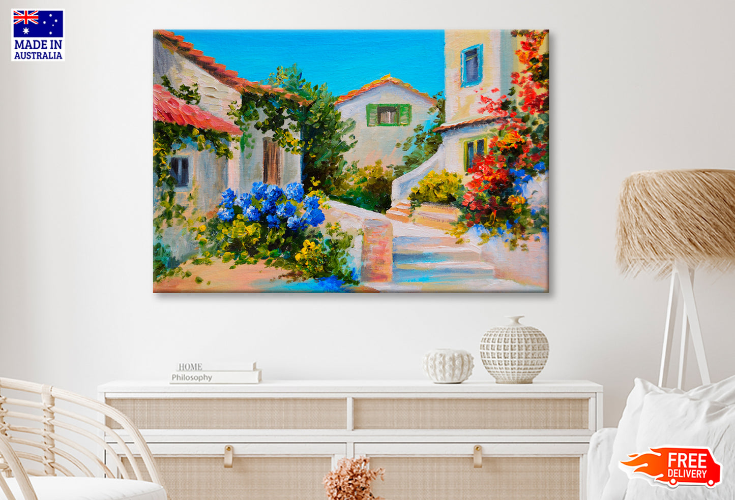 Beautiful Houses Near The Sea Oil Painting Wall Art Limited Edition High Quality Print