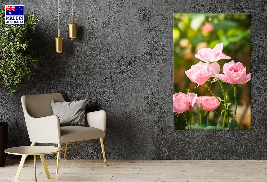 Shining Pink Floral Elegant Roses Wall Art Decor 100% Australian Made