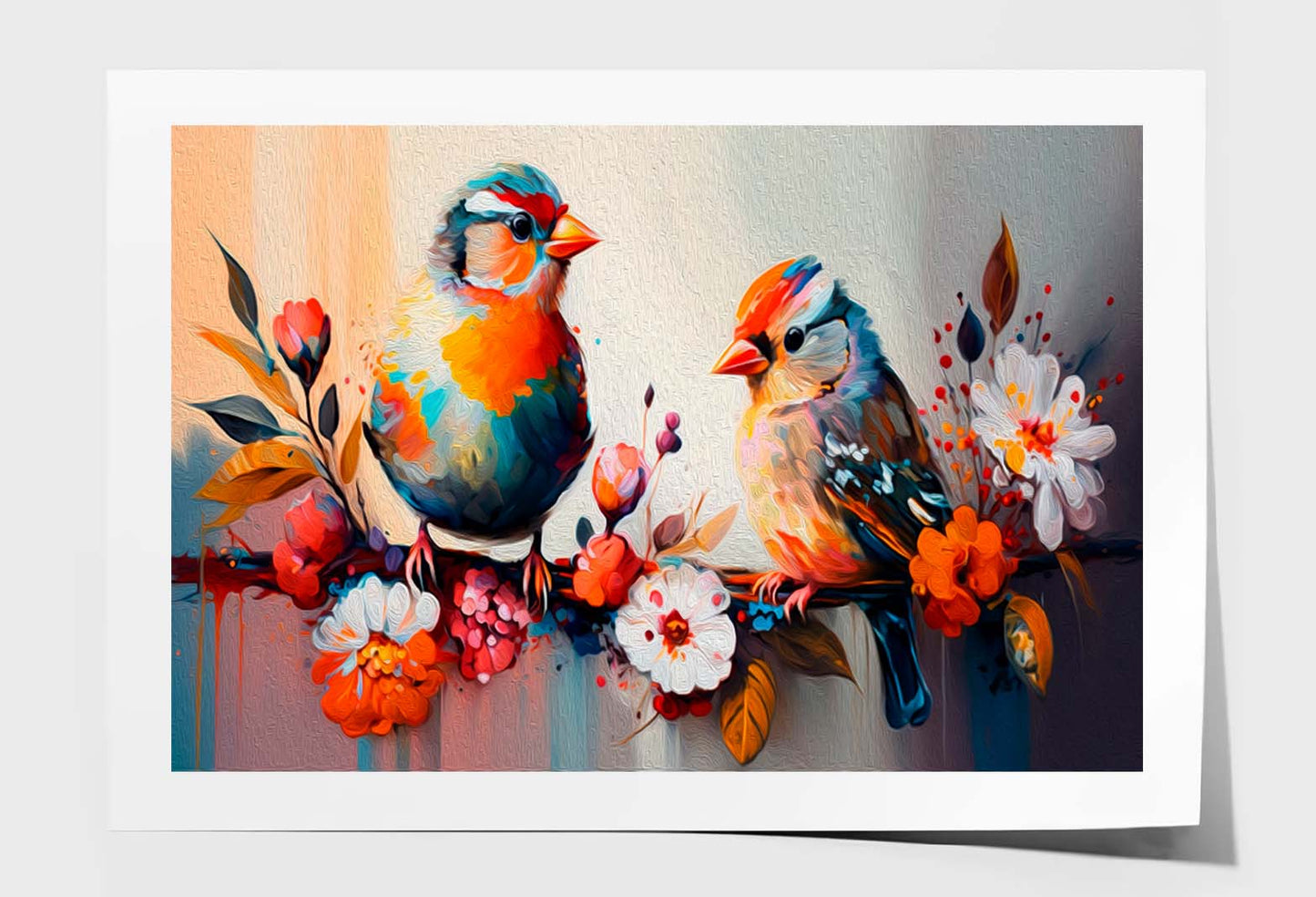 Birds & Flowers Oil Painting Wall Art Limited Edition High Quality Print