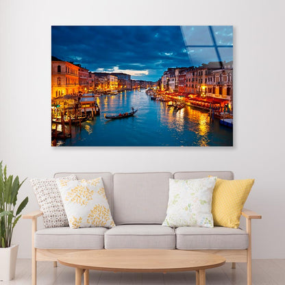 Grand Canal at Night, Venice Acrylic Glass Print Tempered Glass Wall Art 100% Made in Australia Ready to Hang - Bella Home Decor