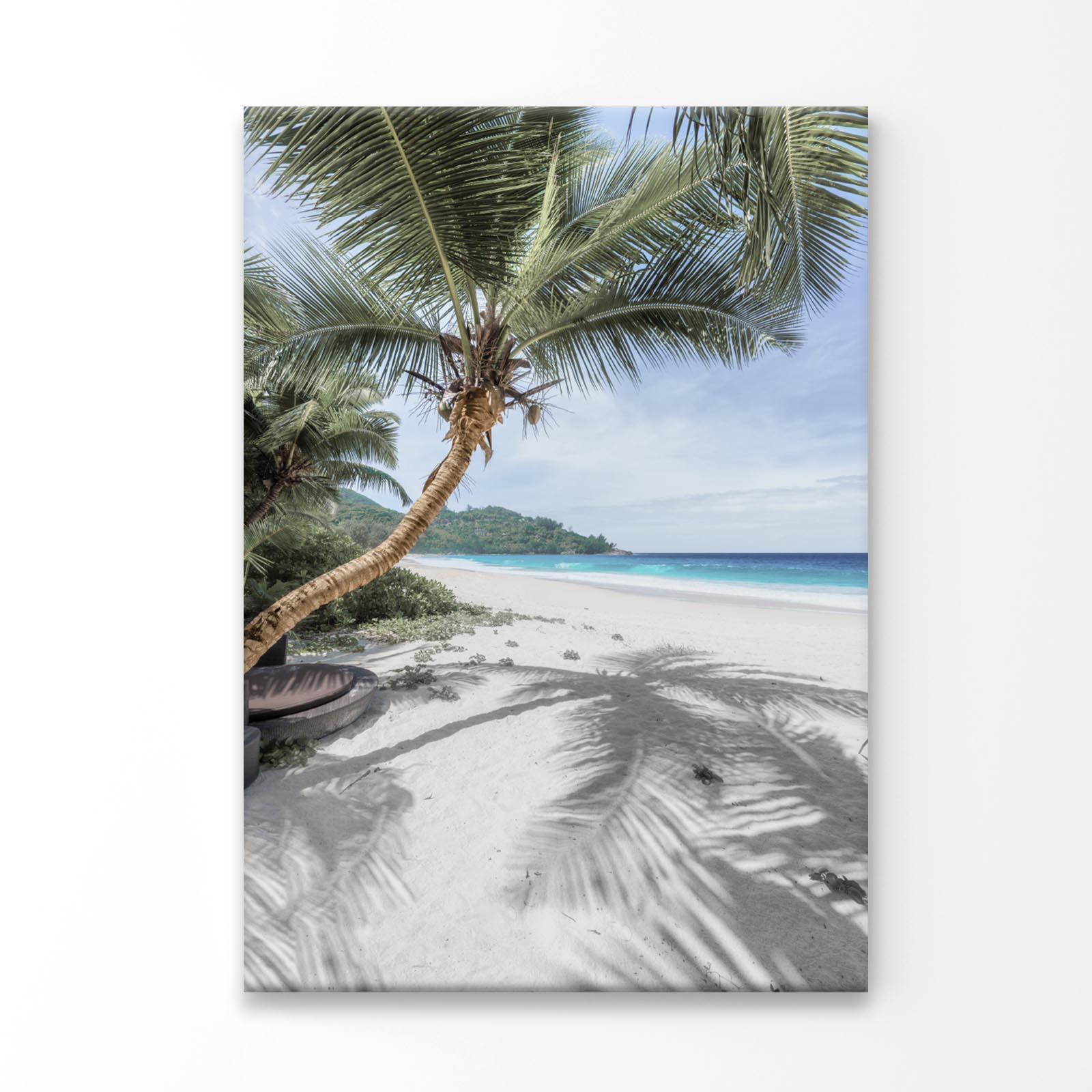 Coconut Trees with Shadows Beach 3D Design Acrylic Glass Print Tempered Glass Wall Art 100% Made in Australia Ready to Hang