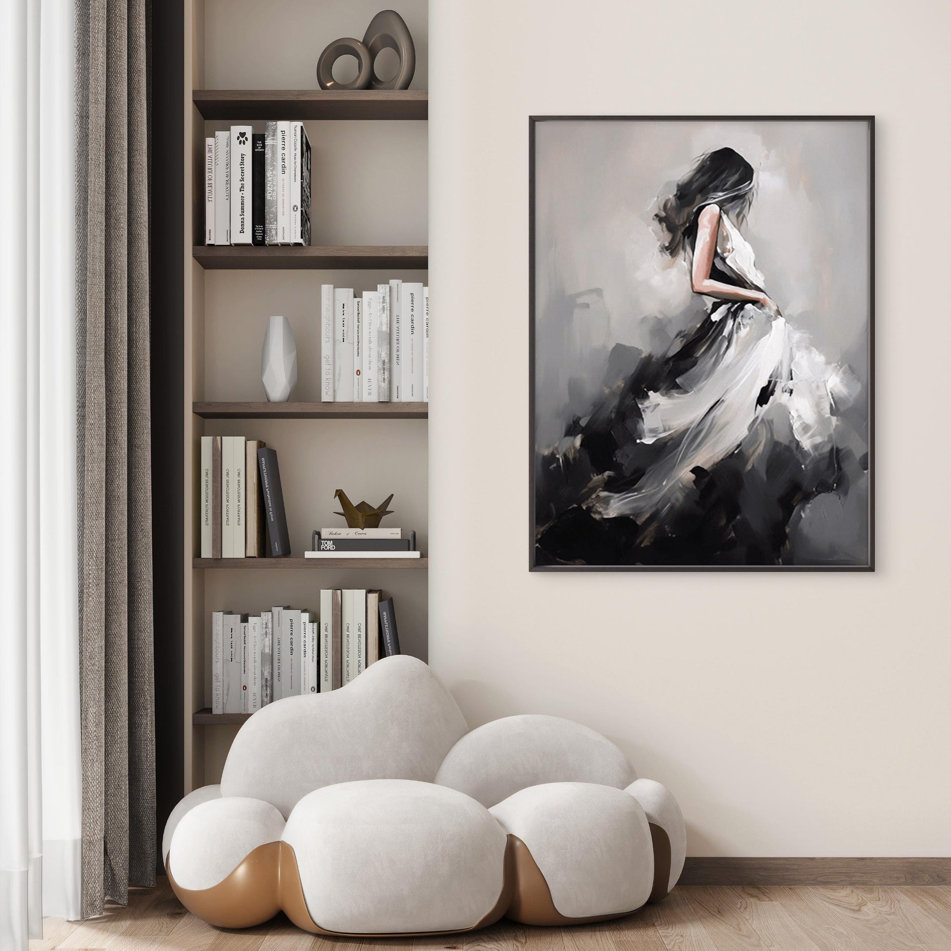 Woman in Black and White Dress Art Fashion Home Decor Premium Quality Poster Print Choose Your Sizes - Bella Home Decor
