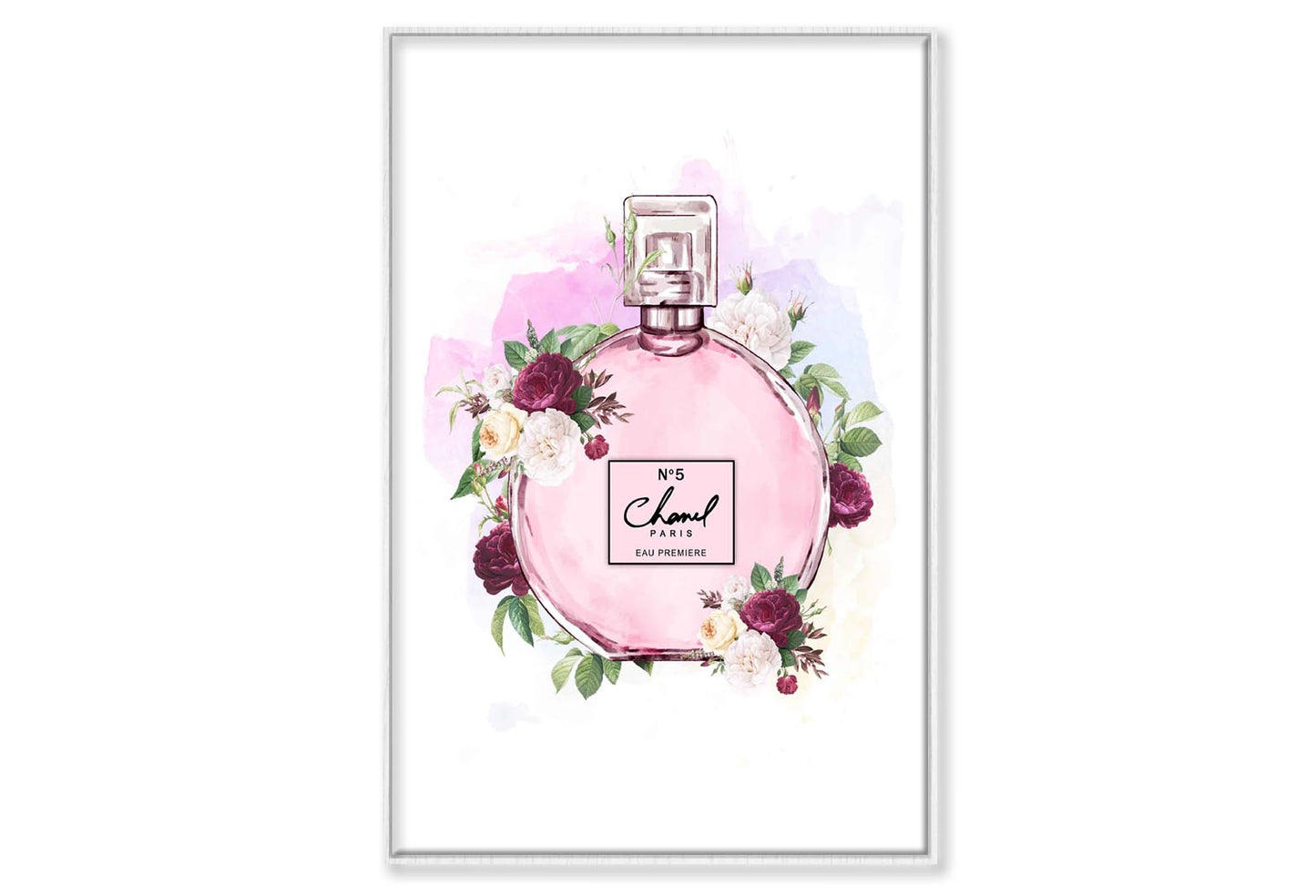 Pink Elegant Perfume Wall Art Limited Edition High Quality Print Canvas Box Framed White