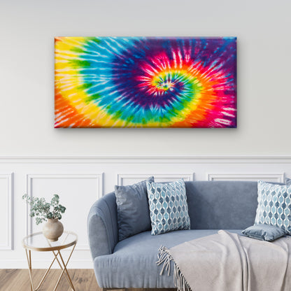 Rainbow Spiral Tie Dye Pattern Wall Art Canvas Office Home Room Framed 120x60cm - Bella Home Decor
