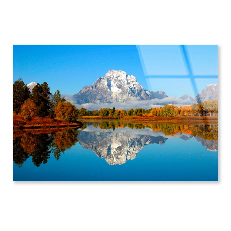 Mountain Is Reflected in A Lake Acrylic Glass Print Tempered Glass Wall Art 100% Made in Australia Ready to Hang - Bella Home Decor