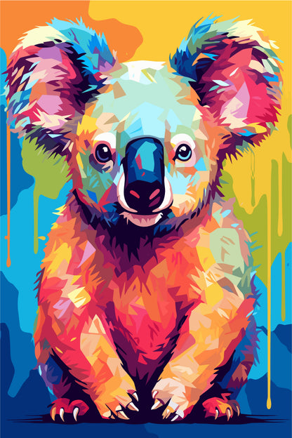 Vibrant Multi Color Koala Abstract Art 40x60cm Metal Print Ready to Hang