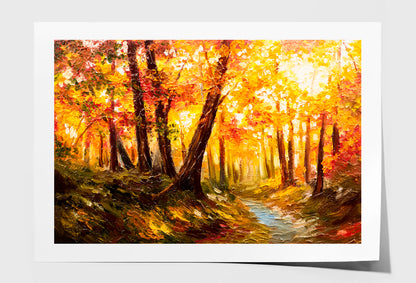 Autumn Forest Near The River Oil Painting Wall Art Limited Edition High Quality Print Unframed Roll Canvas None