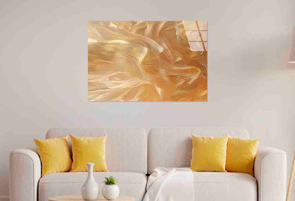 Abstract Warm Honey Tempered Glass Printing Wall Art Australian Made Quality