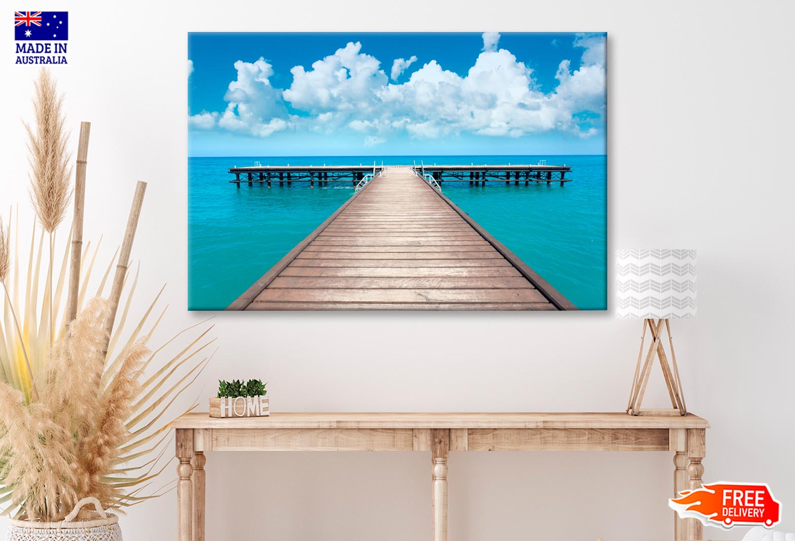 Wooden-Pier-In-Bacalar-Lagoon-With-Beautiful-Landscape Wall Art Decor 100% Australian Made - Bella Home Decor