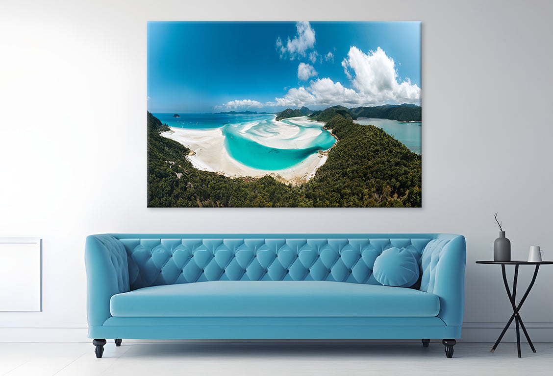 Whitehaven Beach Queensland Aerial View Wall Art Decor 100% Australian Made
