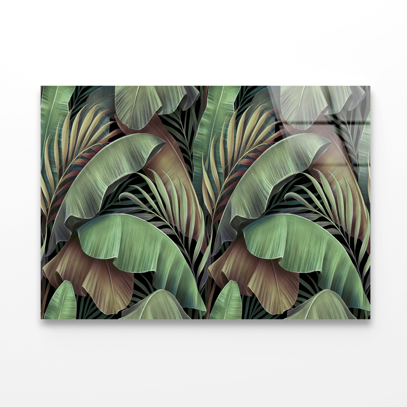Banana Leaves Abstract Design Acrylic Glass Print Tempered Glass Wall Art 100% Made in Australia Ready to Hang - Bella Home Decor