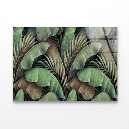 Banana Leaves Abstract Design Acrylic Glass Print Tempered Glass Wall Art 100% Made in Australia Ready to Hang - Bella Home Decor