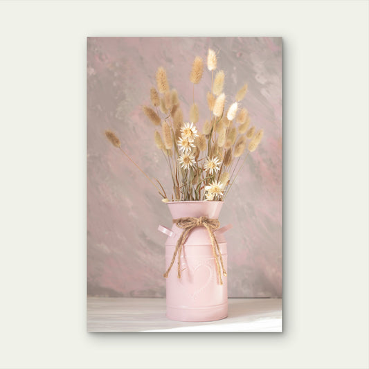 Cozy Dried Bunny Tail Grass Vase 60x90cm Metal Print Ready to Hang