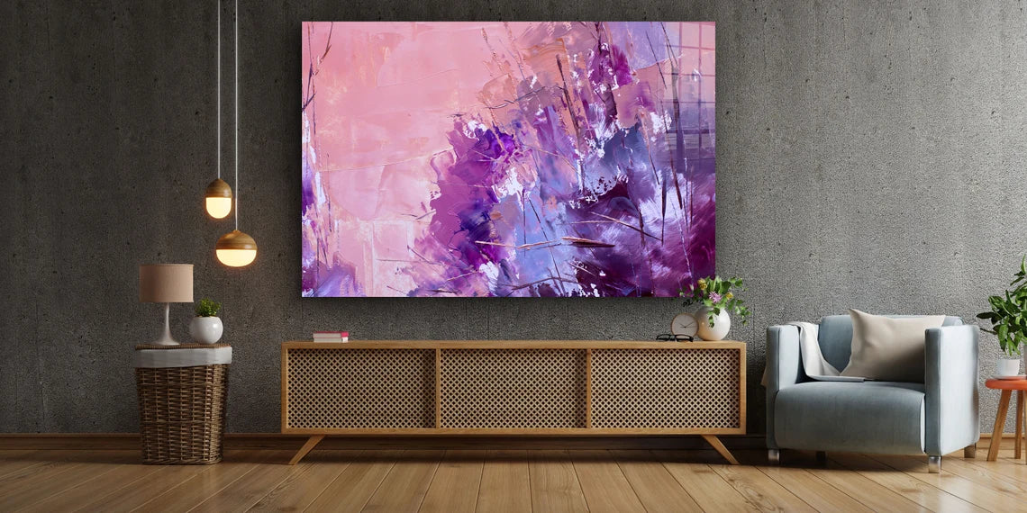 Pink Purple Abstract UV Direct Aluminum Print Australian Made Quality