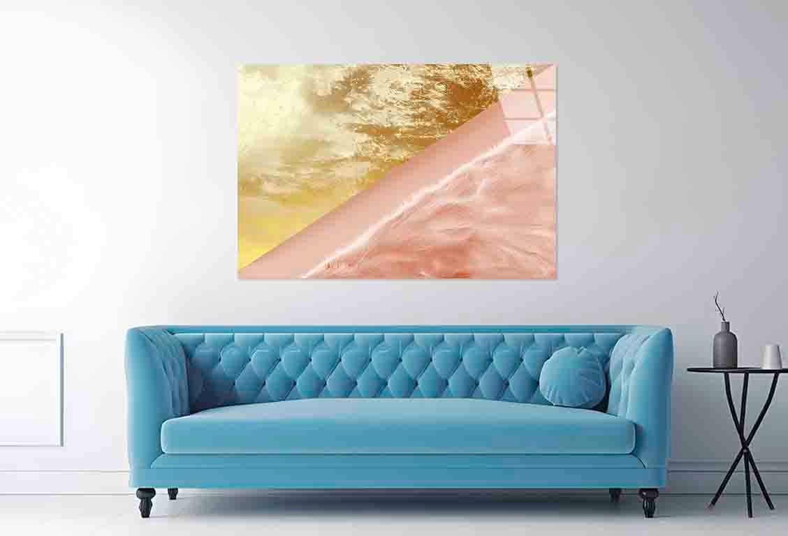 Luxury Gold Blush Pink Tempered Glass Printing Wall Art Australian Made Quality