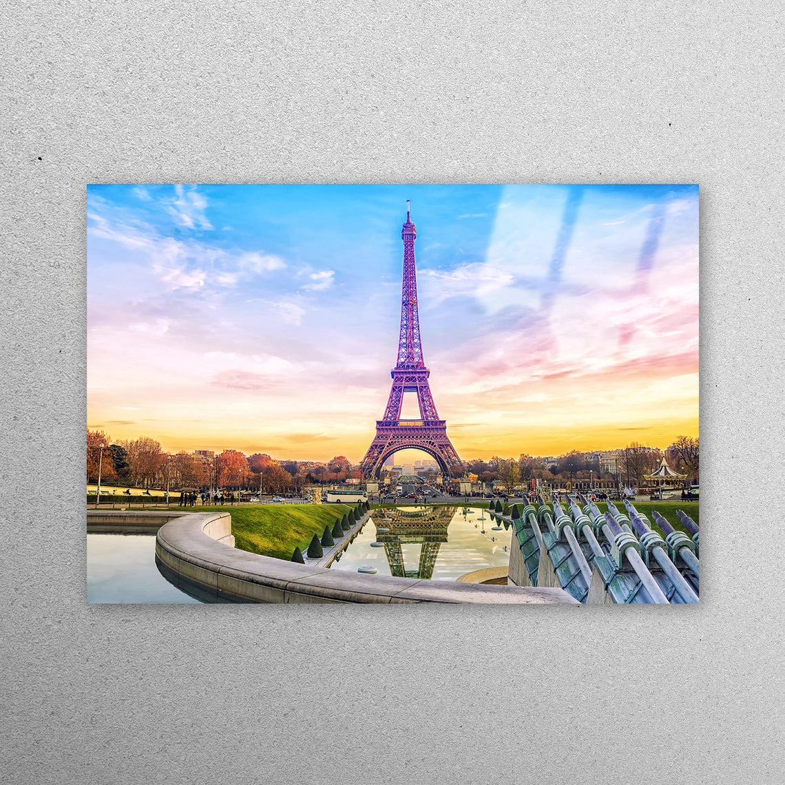 Eiffel Tower Sunset Acrylic Glass Print Tempered Glass Wall Art 100% Made in Australia Ready to Hang