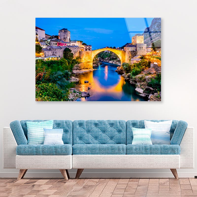 Mostar Bosnia Bridge Acrylic Glass Print Tempered Glass Wall Art 100% Made in Australia Ready to Hang