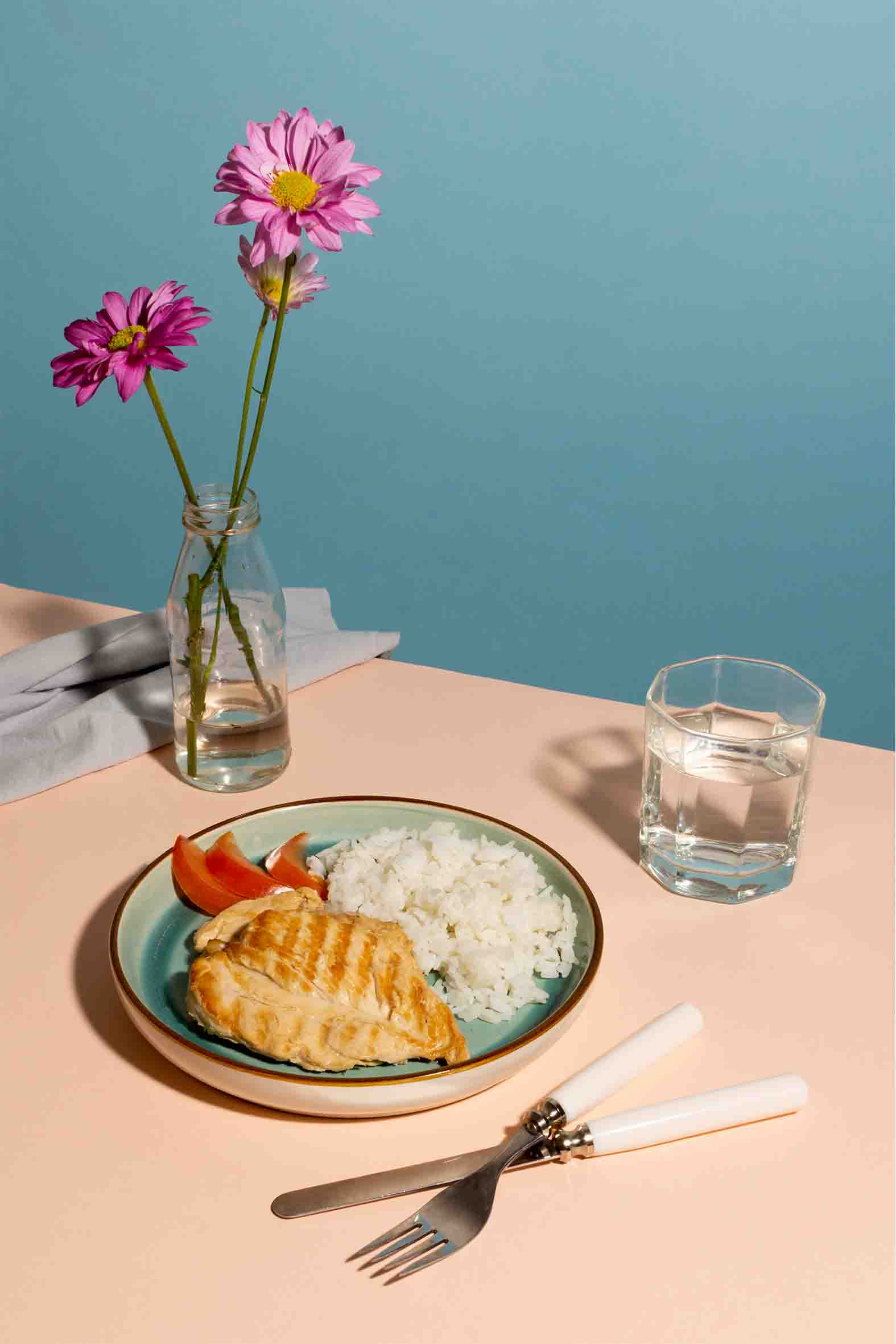 Grilled Chicken Rice Meal 60x90cm Metal Print Ready to Hang - Bella Home Decor