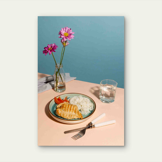 Grilled Chicken Rice Meal 60x90cm Metal Print Ready to Hang